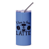 Latte Lover Tumbler, Coffee Bean Design, I Love Latte Gift, Cute Tumbler For Coffee, Aesthetic Tumbler, Tumblers With Straws, Office Gifts - Tawshia